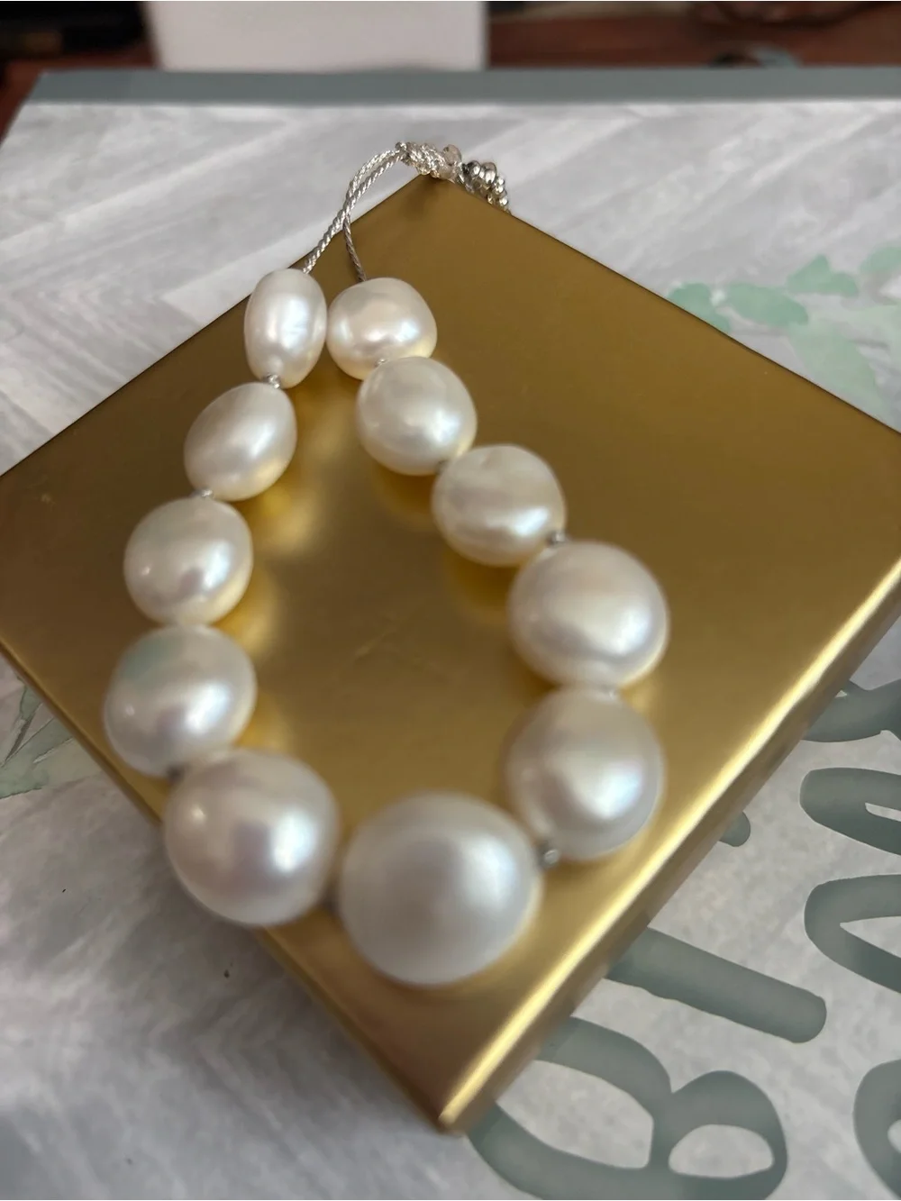 Genuine freshwater Baroque pearl adjustment bracelet with Tassel